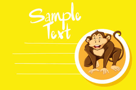 Card template with cute monkey illustrationのイラスト素材