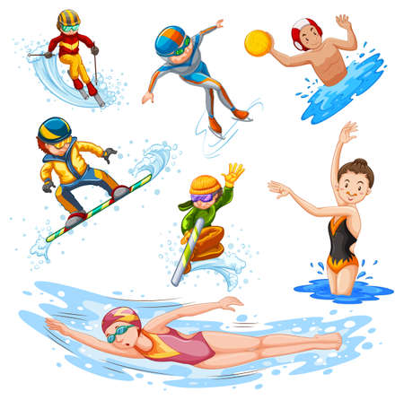 Different types of sports on white background illustrationのイラスト素材