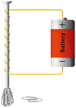 Diagram showing how power works with battery illustrationのイラスト素材
