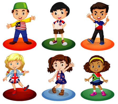 Kids from different countries of the world illustrationのイラスト素材