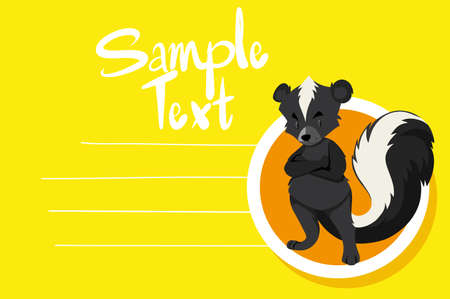 Card template with cute skunk illustrationのイラスト素材