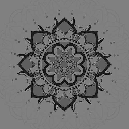 Mandala pattern design on gray background illustrationのイラスト素材