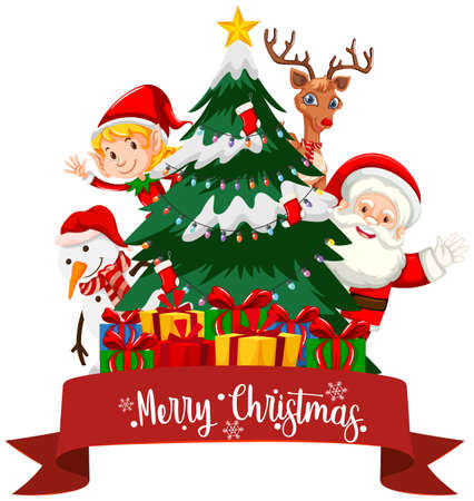Christmas theme with Santa and presents illustrationのイラスト素材