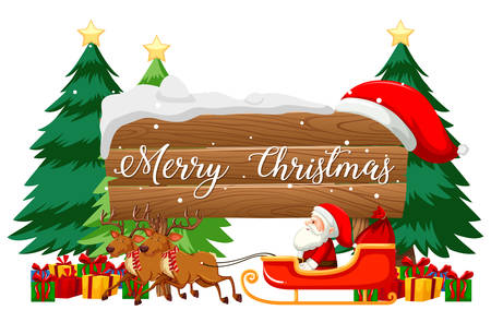 Christmas theme with Santa on sleigh illustrationのイラスト素材