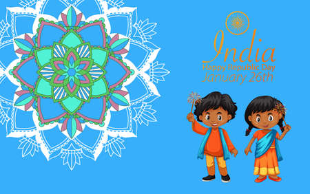 Public holiday poster design with happy kids illustrationのイラスト素材