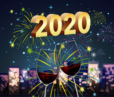 Poster design for New Year 2020 illustration