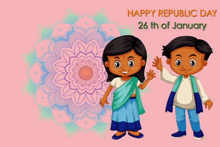 Public holiday poster design with happy kids illustrationのイラスト素材