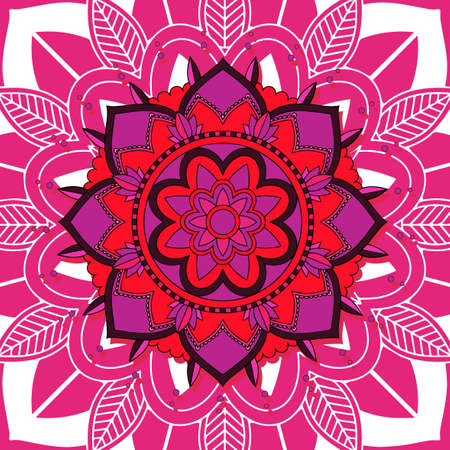 Mandala patterns in pink and purple color illustrationのイラスト素材