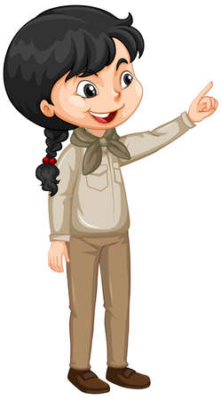 Girl in park ranger uniform on white background illustrationのイラスト素材