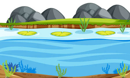 Natural environment lanscape scene illustrationのイラスト素材