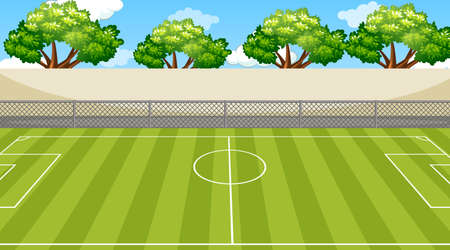 Background scene with trees around the football field illustrationのイラスト素材