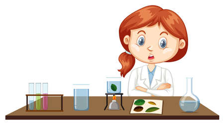 Scientist working in the lab illustrationのイラスト素材