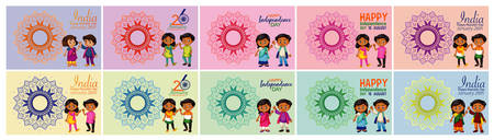 Public holiday poster design with happy kids illustrationのイラスト素材