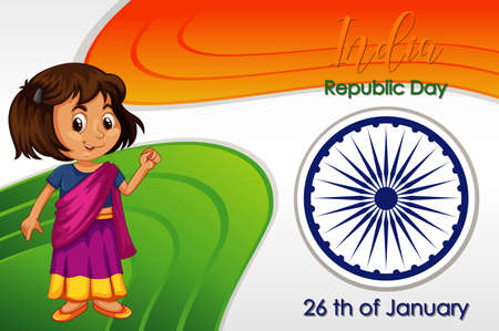 India republic day poster design with happy girl illustrationのイラスト素材