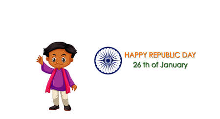 Happy republic day in India with happy boy illustrationのイラスト素材