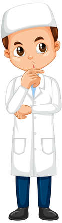 Muslim boy in science gown on isolated background illustrationのイラスト素材