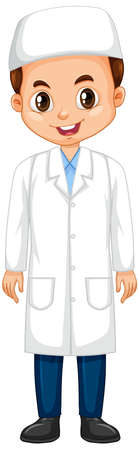 Muslim boy in science gown on isolated background illustrationのイラスト素材