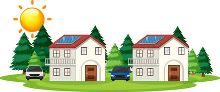 Diagram showing how solar cell works at home illustrationのイラスト素材