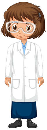 Girl in science gown on isolated background illustrationのイラスト素材