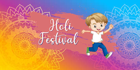 Happy Holi festival poster design with colorful background illustrationのイラスト素材
