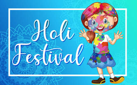Happy Holi festival poster design with colorful background illustrationのイラスト素材