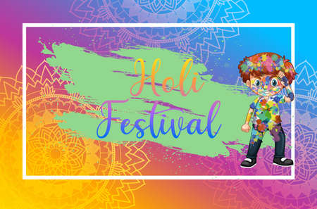 Happy Holi festival poster design with colorful background illustrationのイラスト素材