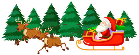 Christmas theme with Santa on sleigh illustrationのイラスト素材