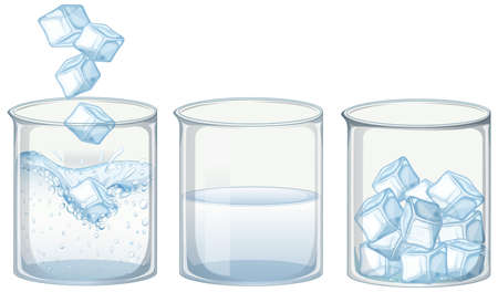 Three glasses of water with ice illustrationのイラスト素材
