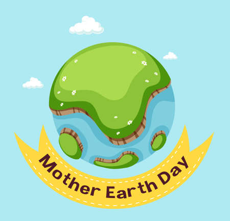 Poster design for mother earth day with blue sky in background illustrationのイラスト素材