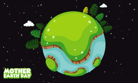 Mother earth day poster design with many trees on earth illustrationのイラスト素材