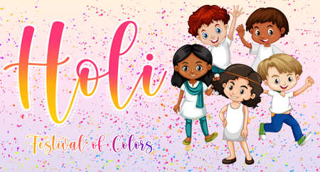 Happy Holi festival poster design with colorful background illustrationのイラスト素材