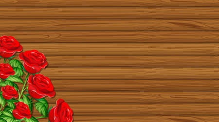 Valentine theme with wooden board and red roses illustrationのイラスト素材