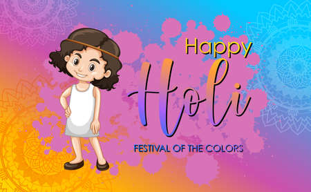 Happy Holi festival poster design with colorful background illustrationのイラスト素材