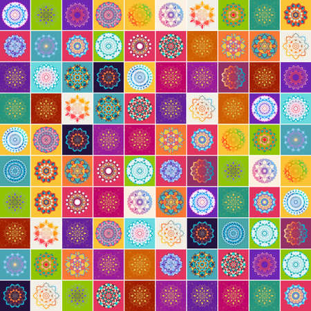 Background design with many patterns of mandalas illustrationのイラスト素材