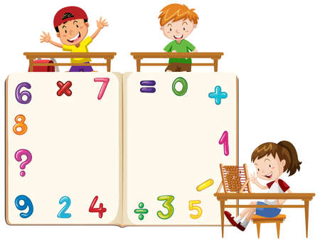 Frame design template with kids and numbers illustrationのイラスト素材
