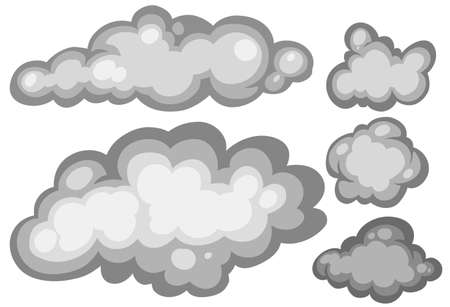 Set of gray clouds on white background illustrationのイラスト素材
