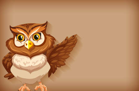 Background template with plain color and brown owl illustrationのイラスト素材