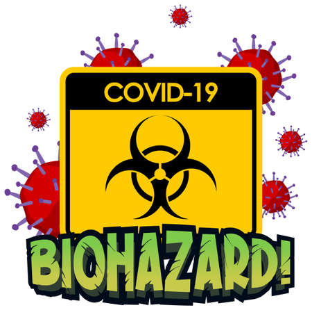 Biohazard sign with coronavirus on white background illustrationのイラスト素材