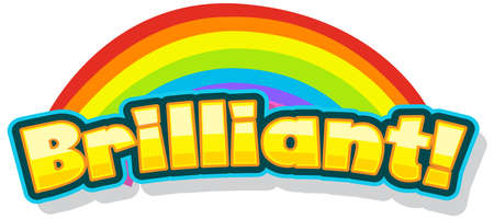 Font design for word brilliant with rainbow in background illustrationのイラスト素材