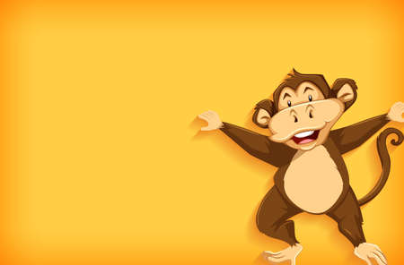 Background template with plain color and cute monkey illustration