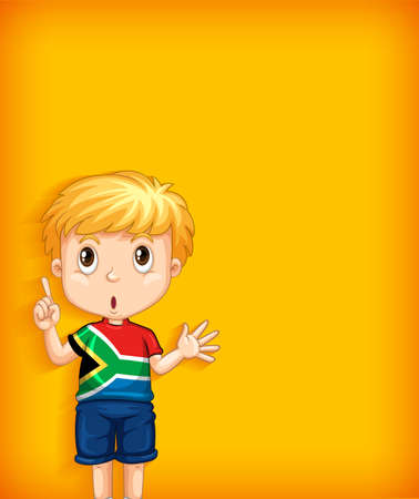 Background template with plain color wall and happy boy illustrationのイラスト素材