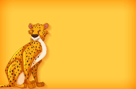 Background template design with plain color and cheetah sitting illustrationのイラスト素材