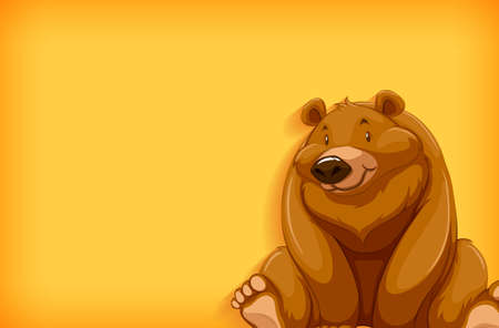 Background template design with plain color and cute bear illustrationのイラスト素材