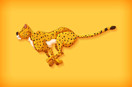 Background template design with plain color and cheetah running illustrationのイラスト素材