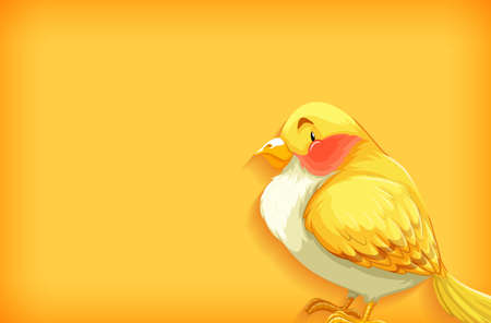 Background template with plain color and yellow bird illustrationのイラスト素材