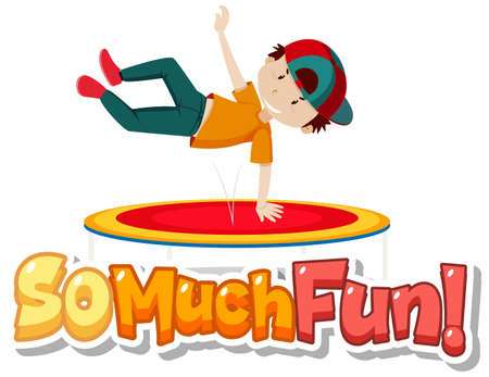Font design for phrase so much fun with kids playing illustrationのイラスト素材