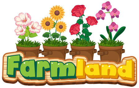 Beautiful flowers in the garden on white background illustrationのイラスト素材