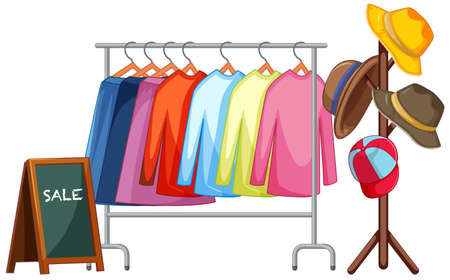 A clothes rack on white background illustrationのイラスト素材