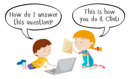 English phrase with people in actions on white background illustrationのイラスト素材