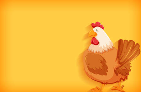 Background template with plain color and fat chicken illustrationのイラスト素材